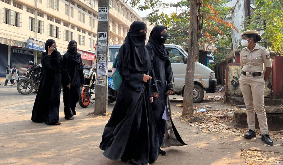 Hijab wearing schoolgirls
